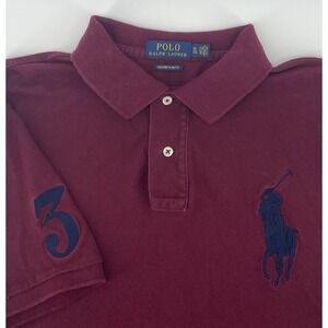 Polo Ralph Lauren Custom Slim Fit Burgundy Polo Mens S/S Shirt XL Big Pony